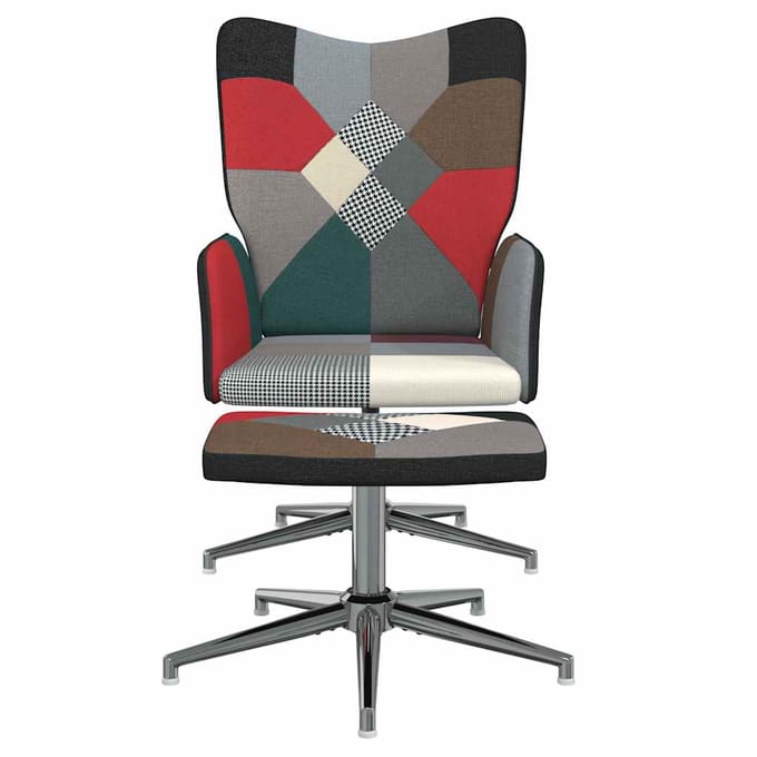 vidaXL - Relaxstoel - met - voetenbank - patchwork - stof