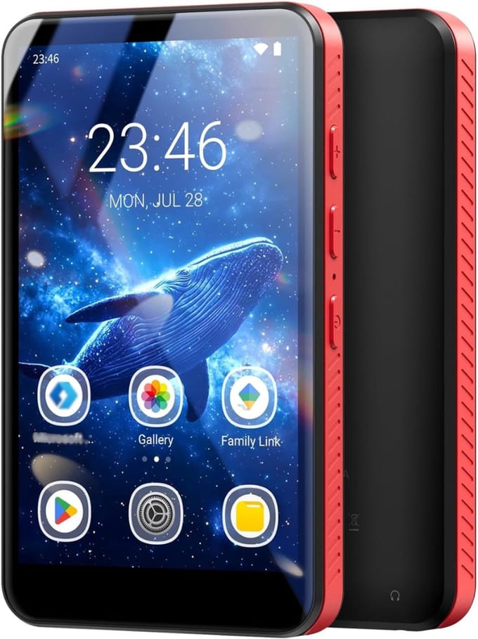 SNJY® MP3 Speler Bluetooth - MP4 Speler - Muziek Speler - Touchscreen - 96GB - Zwart/Rood