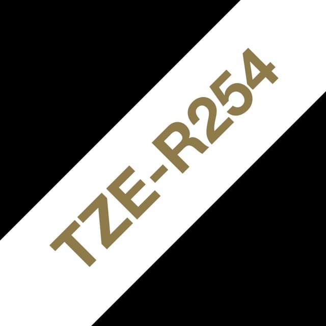 Brother TZe R254 - Glossy - Goud on Wit Roll (2.4 cm x 4 m)