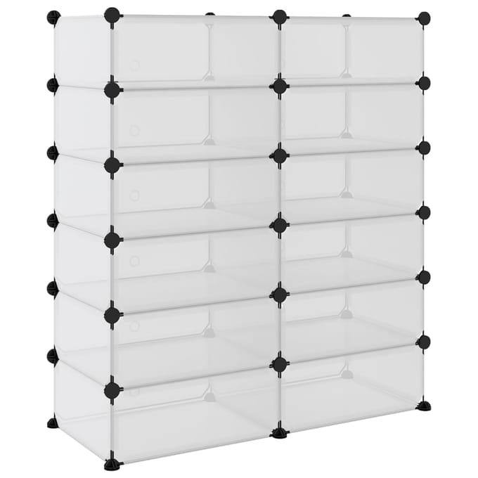 vidaXL - Schoenenrek - 94,5x36,5x106 - cm - polypropeen - transparant
