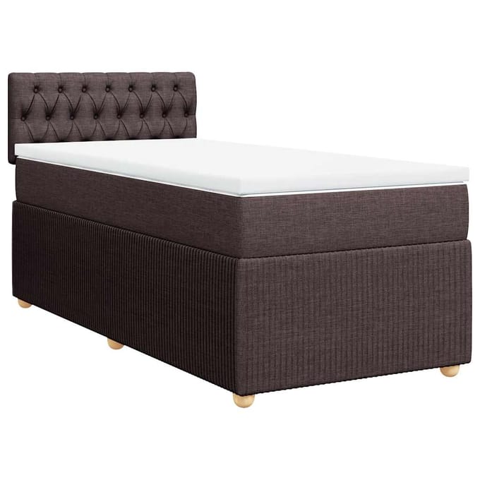 vidaXL - Boxspring - met - matras - stof - donkerbruin - 90x190 - cm