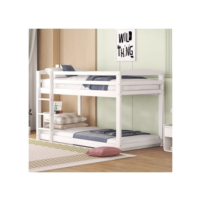 Stapelbed - MUVOE - 90x200cm - Massief Hout - Wit - 2 persoons wit