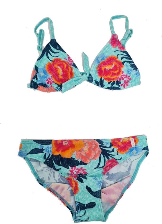 Esprit - Triangel Kinder Bikini - Turquoise-roze - Maat:140