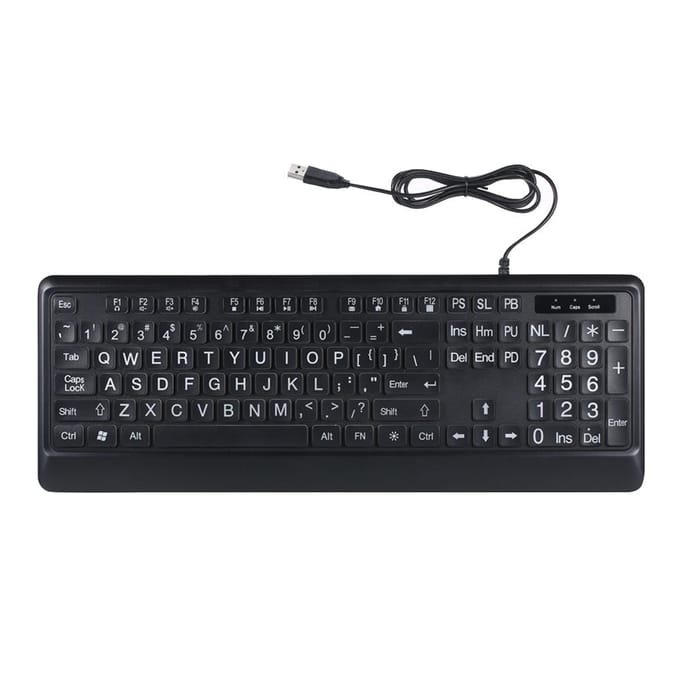 Interface USB Clavier filaire rétroéclairé tricolore à gros caractères