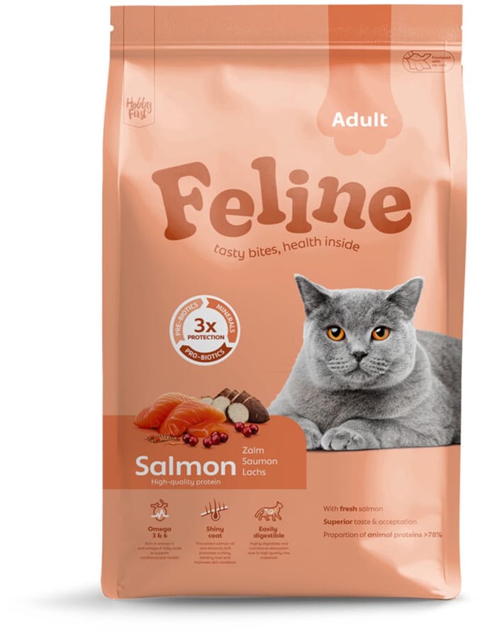HobbyFirst Feline Kattenvoer Adult Salmon 4,5 kg - Kat