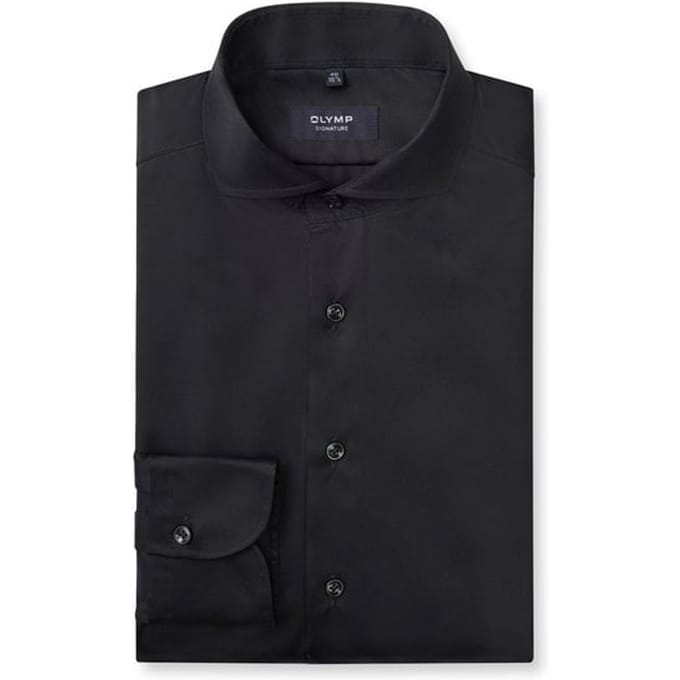 OLYMP Signature Overhemd, Tailored Fit, Signature Cutaway, Zwart