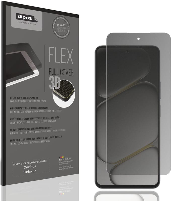 dipos FLEX – Matte Privacy Screenprotector geschikt voor OnePlus Turbo 6X | Volledige Schermbescherming | Case-Friendly