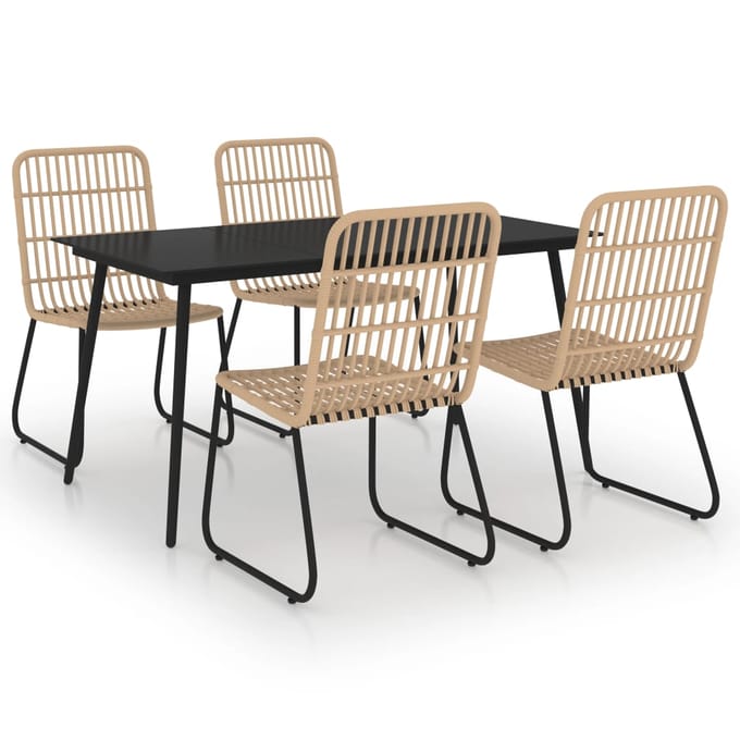 vidaXL - 5-delige - Tuinset - poly - rattan - en - glas