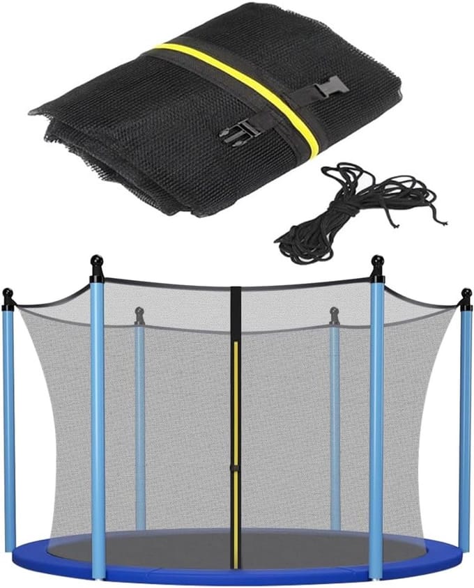 Trampoline springmat - Springmatten - Vervangend UV-bestendig Trampoline Veiligheidsnet, 6 Paal, 244/366/427 cm, Eenvoudig Opbouw, Inloopdeur met Rits (8FT)