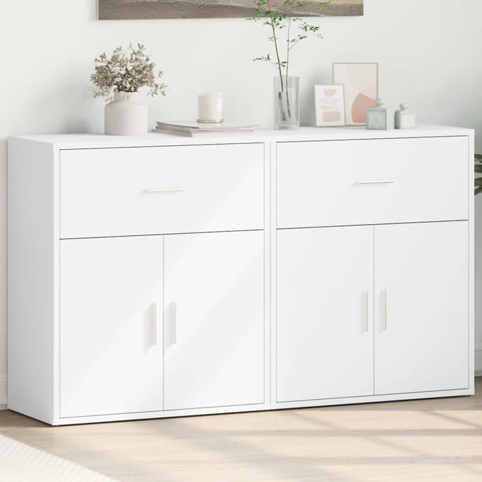 vidaXL - Dressoirs - 2 - st - 60x31x70 - cm - bewerkt - hout - wit