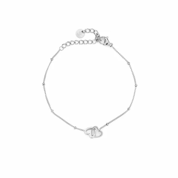 Armband Stainless Steel - Zilver - Dubbel Hartje