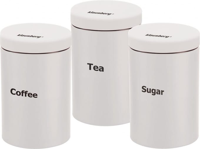 Klausberg 7545 - Voorraadpotten set - koffie, thee, suiker - Wit