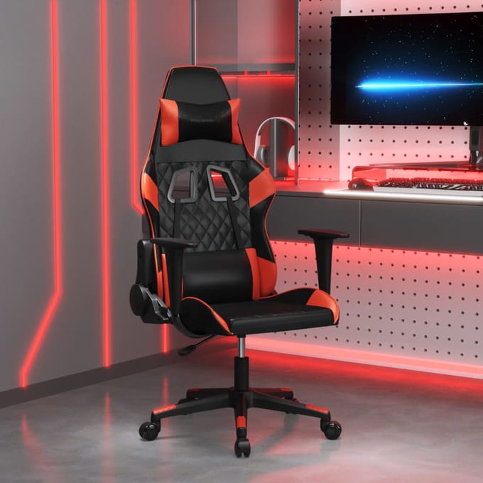 vidaXL - Massage - gamestoel - kunstleer - zwart - en - rood