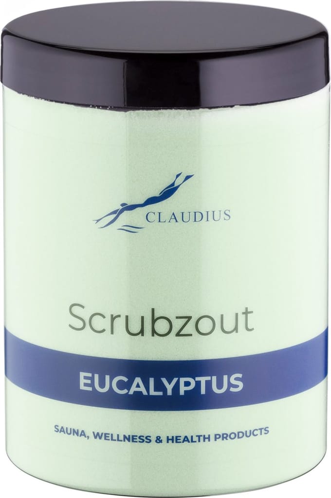 Scrubzout Eucalyptus in handige pot - 1250 gram - met zwarte deksel - Hydraterende Lichaamsscrub