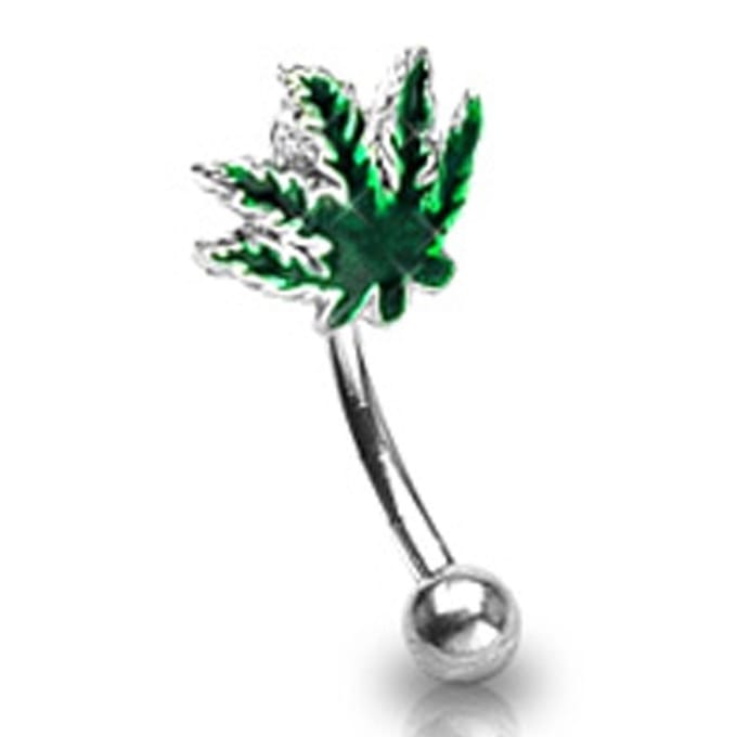 Piercing curved weed blad 1.2x10 - zilver - LMPiercings