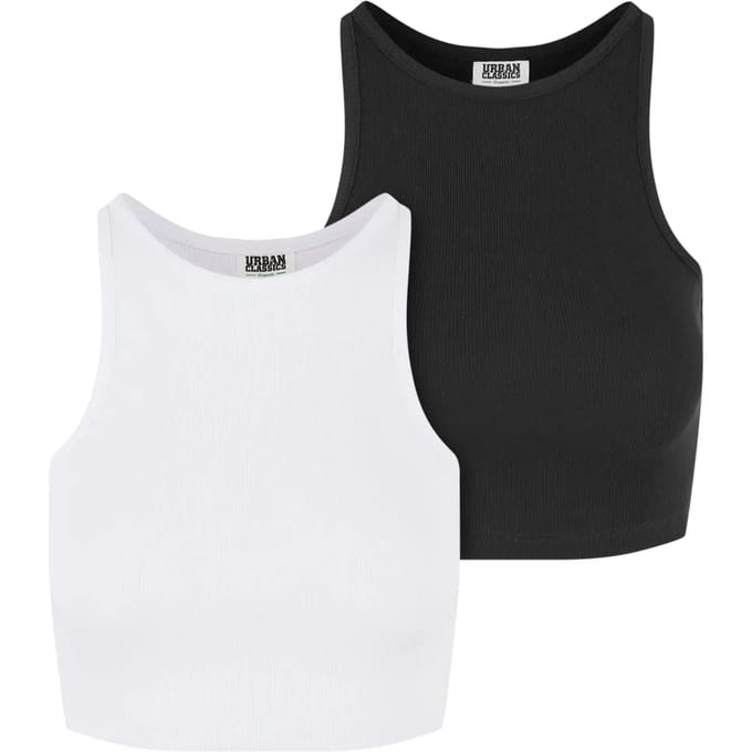 Urban Classics - Organic Rib Crop top - 3XL - Wit/Zwart