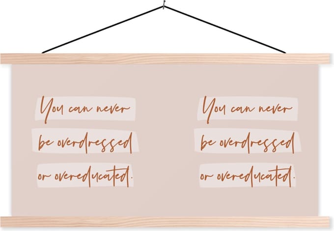 Posterhanger incl. Poster 150x75 cm - Schoolplaat - Student - Mode - Studeren - Onderwijs - Textielposter - Blanke latten
