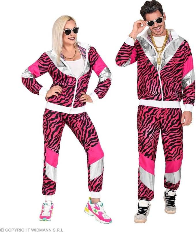 Trainingspak tijger neon roze jaren 80