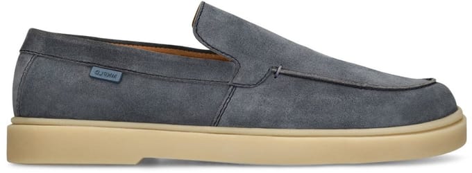 Manfield - Heren - Blauwe suède loafers - Maat 40