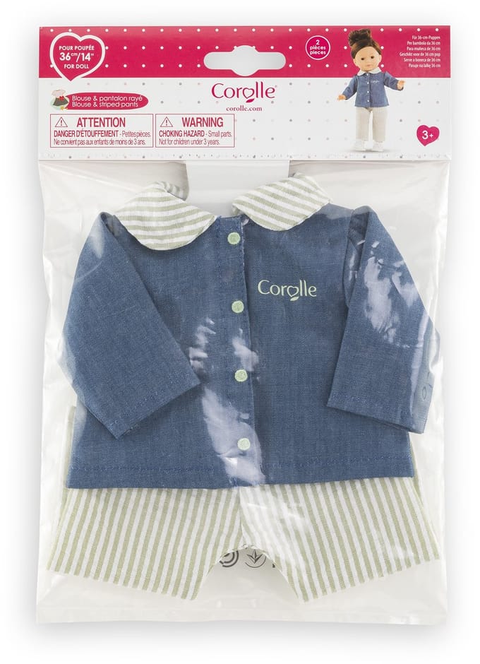 Corolle poppenkleding blouse en broek set - 36cm poppen outfit.