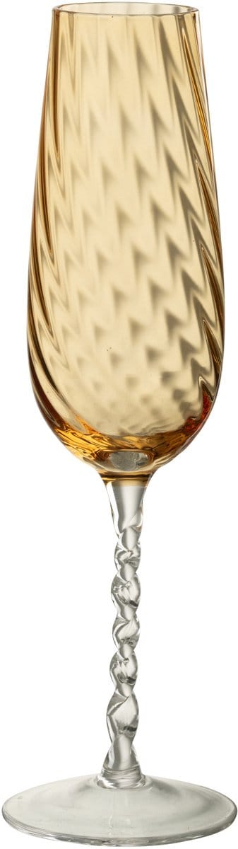 J-Line glas champagne Gestreept - glas - caramel
