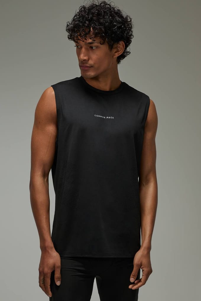 Gewone Tempo Hardloop Geperforeerd Regular Fit Tanktop | Black | Size Medium