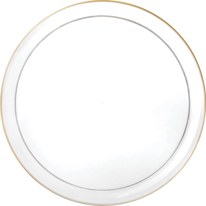 Decorline 20 Elegante Stabiele Herbruikbare Plastic Borden Transparent met goud rand-Edge Collectie