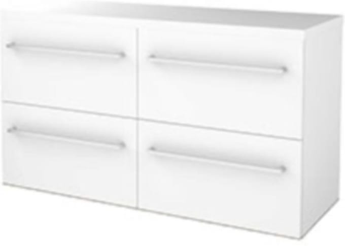 Basic-Line Start 46 Badkamermeubelset - 120 x 46 cm - Met Grepen - 4 Lades - Wastafelblad - Ice White