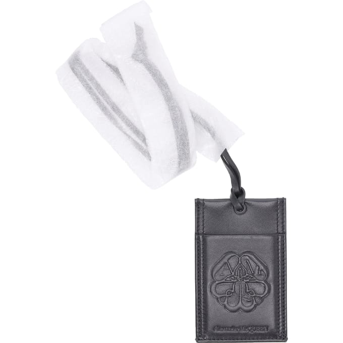 Alexander McQueen Kaart Houder met Strap Lanyard in Zwart Leer