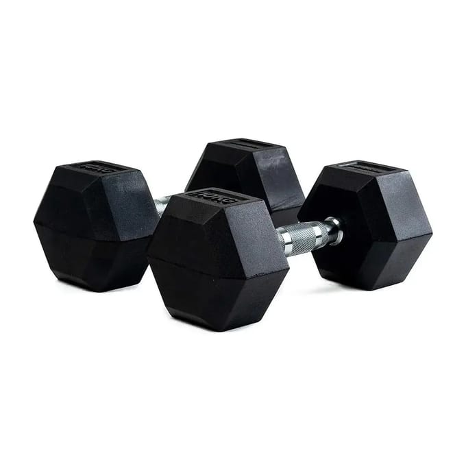 Hexagonale rubber dumbbell Bodytone