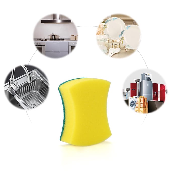 Esonmus 20 stuks Multifunctionele Dubbelzijdige Spons Schuurpads yellow