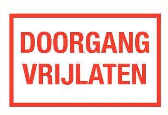 Doorgang vrijlaten tekstbord - kunststof 320 x 200 mm