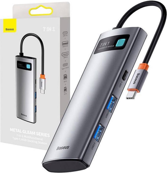 Baseus USB-C Hub HDMI 4K 60Hz 6-in-1 Adapter Snelle 10Gbps USB 3.2 Splitter Type-C PD100W met RJ45 voor Laptop Macbook Pro Air Hub