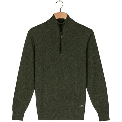 Baileys Trui Half Zip Allover Two-Tone Fine Texture Donker Groen / male