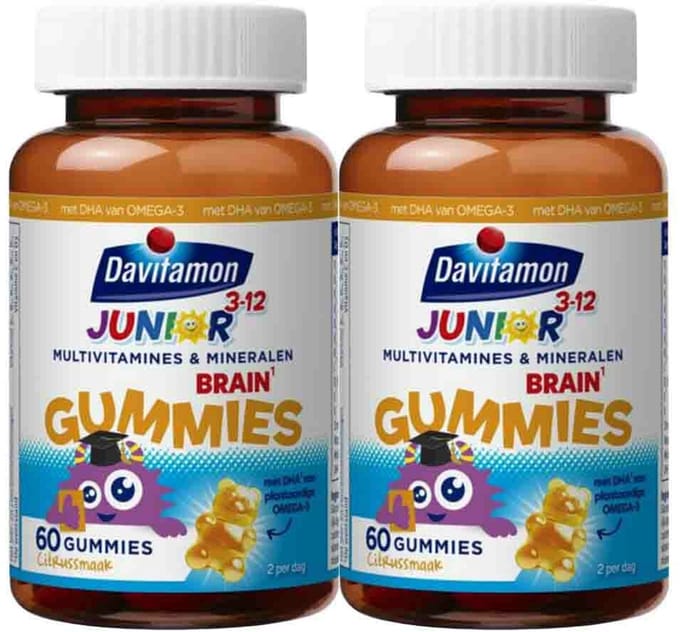 Davitamon - Davitamon Junior Brain Multivitamines Citrus - 2 x 60 gummies - Voordeelverpakking