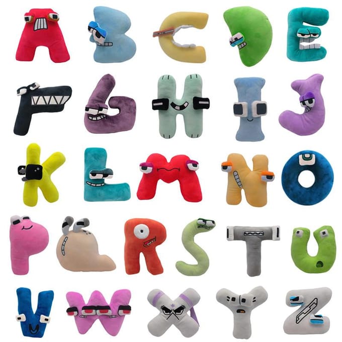 26 Stuks Alphabet Lore Pluche Engelse Letter Knuffeldier Poppen Speelgoed Educatief Cadeau Voor Kinderen Kerstmis Verjaardag gray