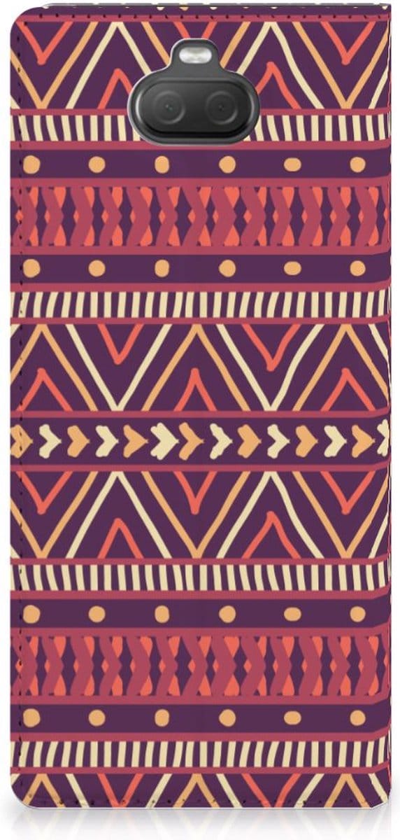 Sony Xperia 10 Plus Hoesje met Magneet Aztec Paars