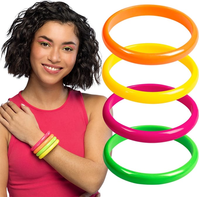 Boland - Set 4 armbanden Rave Multi - Volwassenen - Vrouwen - Danser/danseres - 80's & 90's - Disco