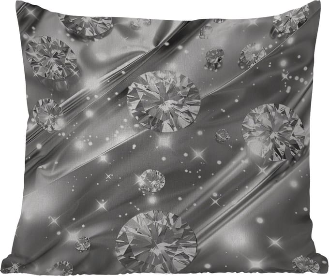Tuinkussen - Abstract - Diamant - Luxe - Modern - Zilver - 40x40 cm - Weerbestendig