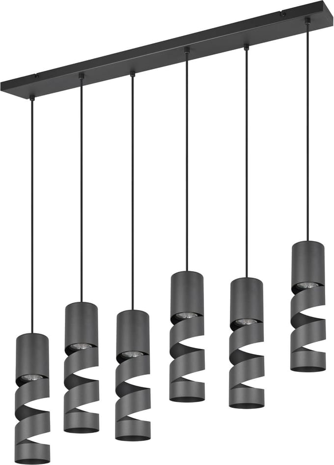 LED Hanglamp - Torna Meser - GU10 Fitting - 6-lichts - Rechthoek - IP20 - Mat Zwart - Metaal