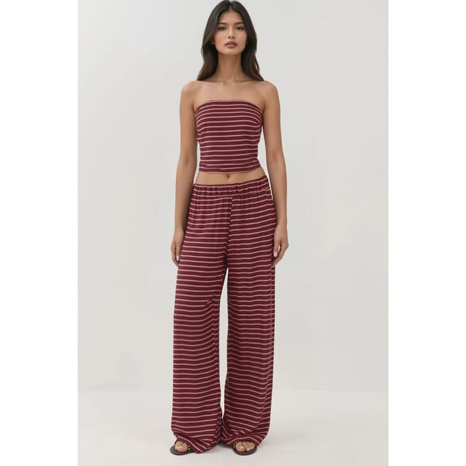 Gestreepte Strapless Top & Broek Twee-delige Set