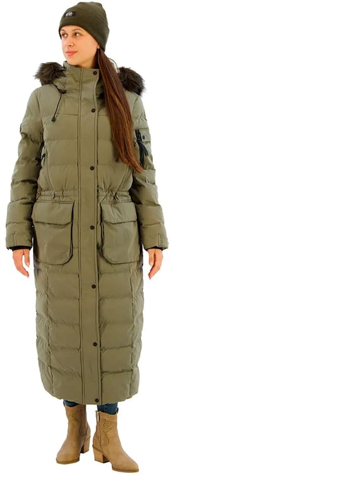 Superdry - Lange parka met capuchon met imitatiebont - Dames - Gewatteerde jassen