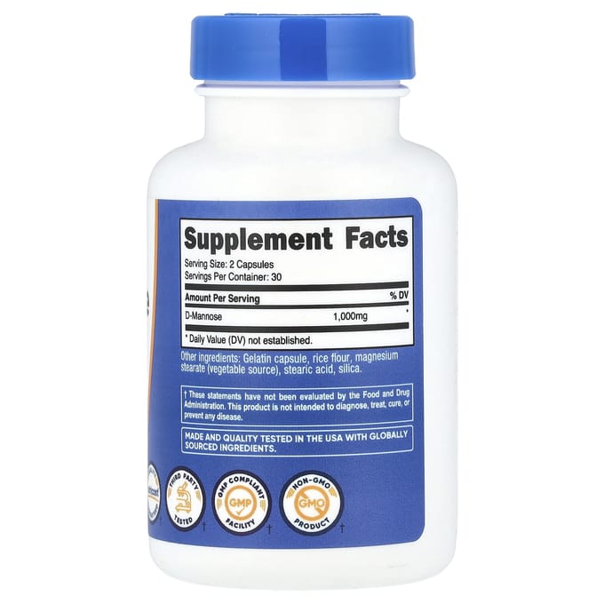 Nutricost, d-mannose, 1,000 mg, 60 capsules (500 mg per capsule)