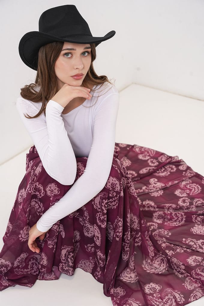 Hoge Taille Paisley Maxi Rok
