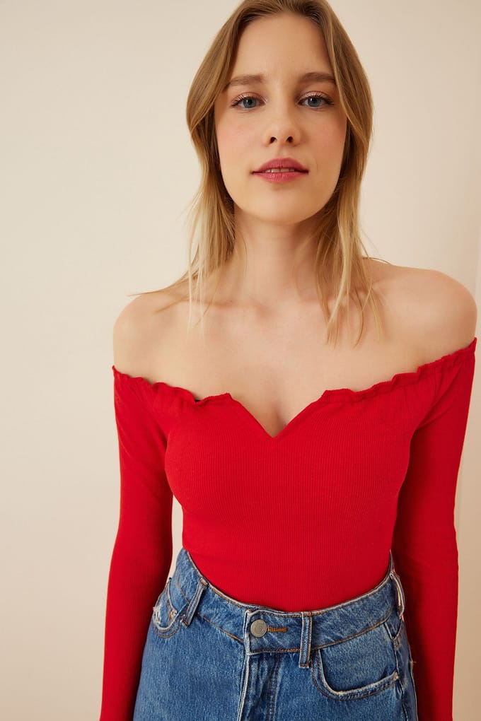Fitted Blouse met Lange Mouwen en Hartkraag