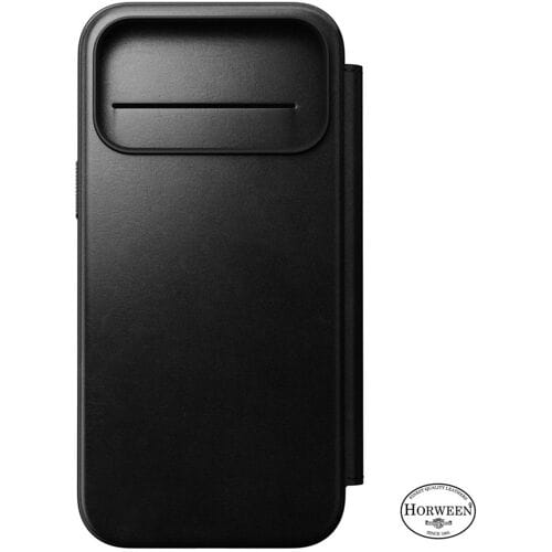 Nomad Horween Lederen Folio Hoesje – Geschikt voor iPhone 17 Pro Max – Gemaakt van hoogwaardig Horween leder – Ruimte voor 3 kaarten en geld – MagSafe compatible - Zwart