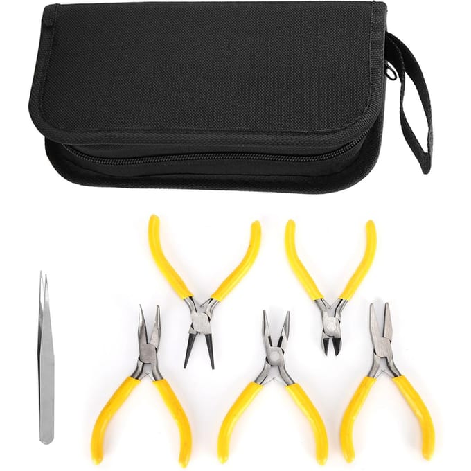 Kit d'outils de pinces à bijoux professionnelles, 5 pièces, nez rond courbé, fabrication de perles, bricolage blanc