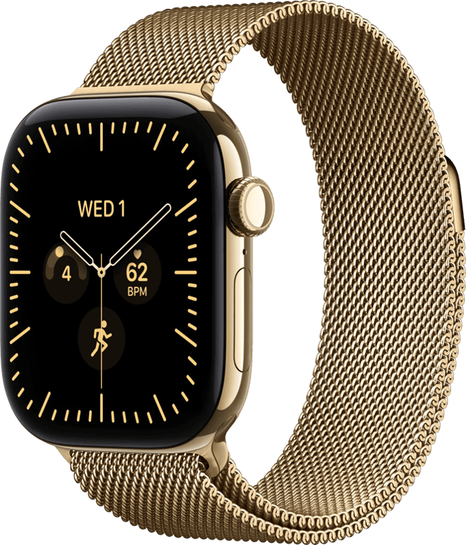 Apple Watch Series 12 Cellular 42mm Titanium Goud Milanese Band