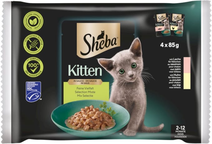 Sheba Natvoer voor Kitten Pouch 4x85g
