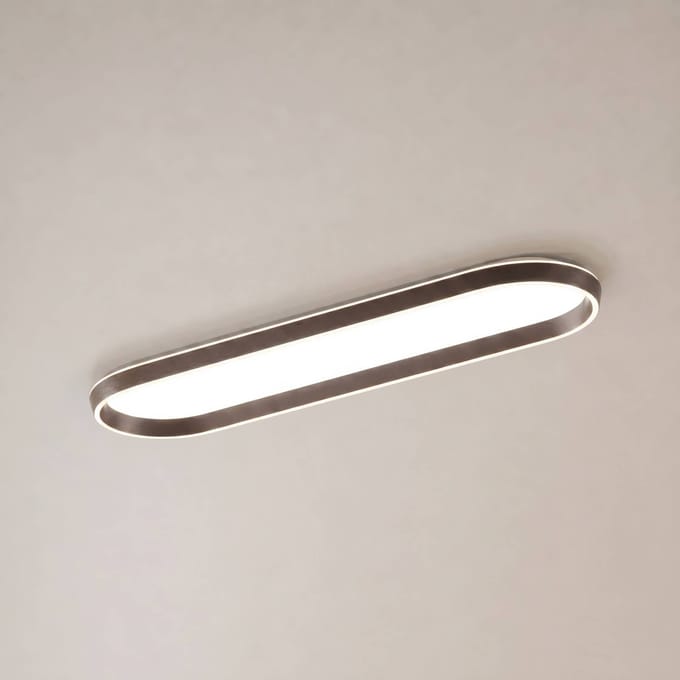 Lucande LED plafondlamp Rylan, 112 cm, bruin, dimbaar, CCT